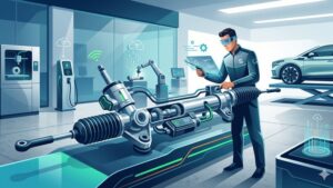 Современная иллюстрация рулевой рейки Skoda для статьи о трендах ремонта в 2026 году